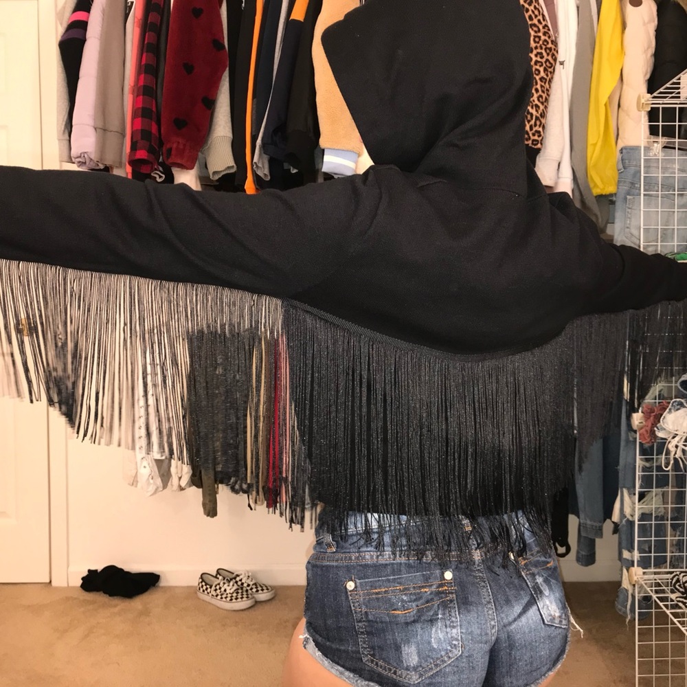 Cropped Fringe Hoodie